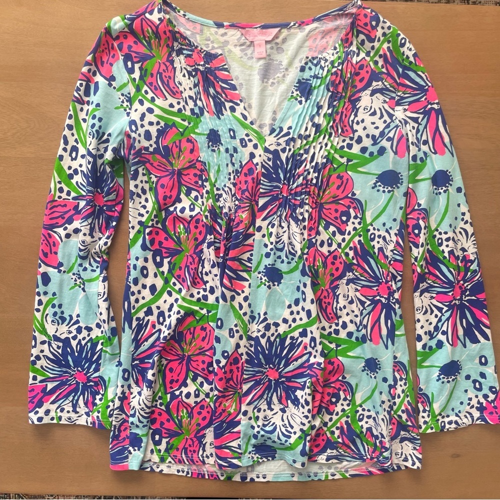 Lilly Pulitzer Vibrant Floral Long Sleeve Top